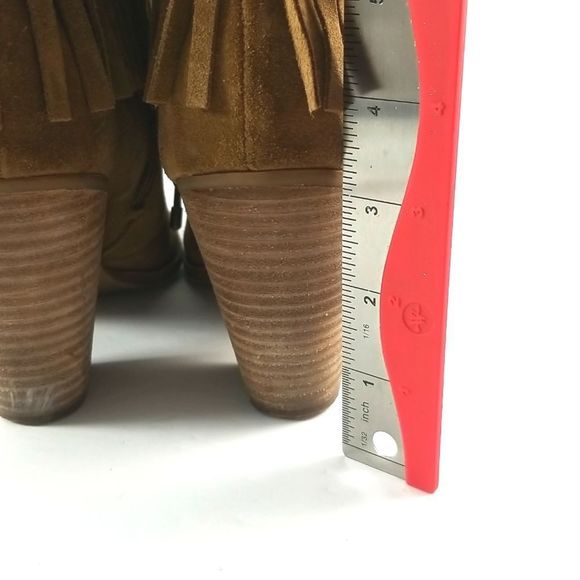 Gianni Bini Suede/Leather Fringe Lace Up Ankle Boots/Booties. Size 8M.  S667 - Picture 5 of 6